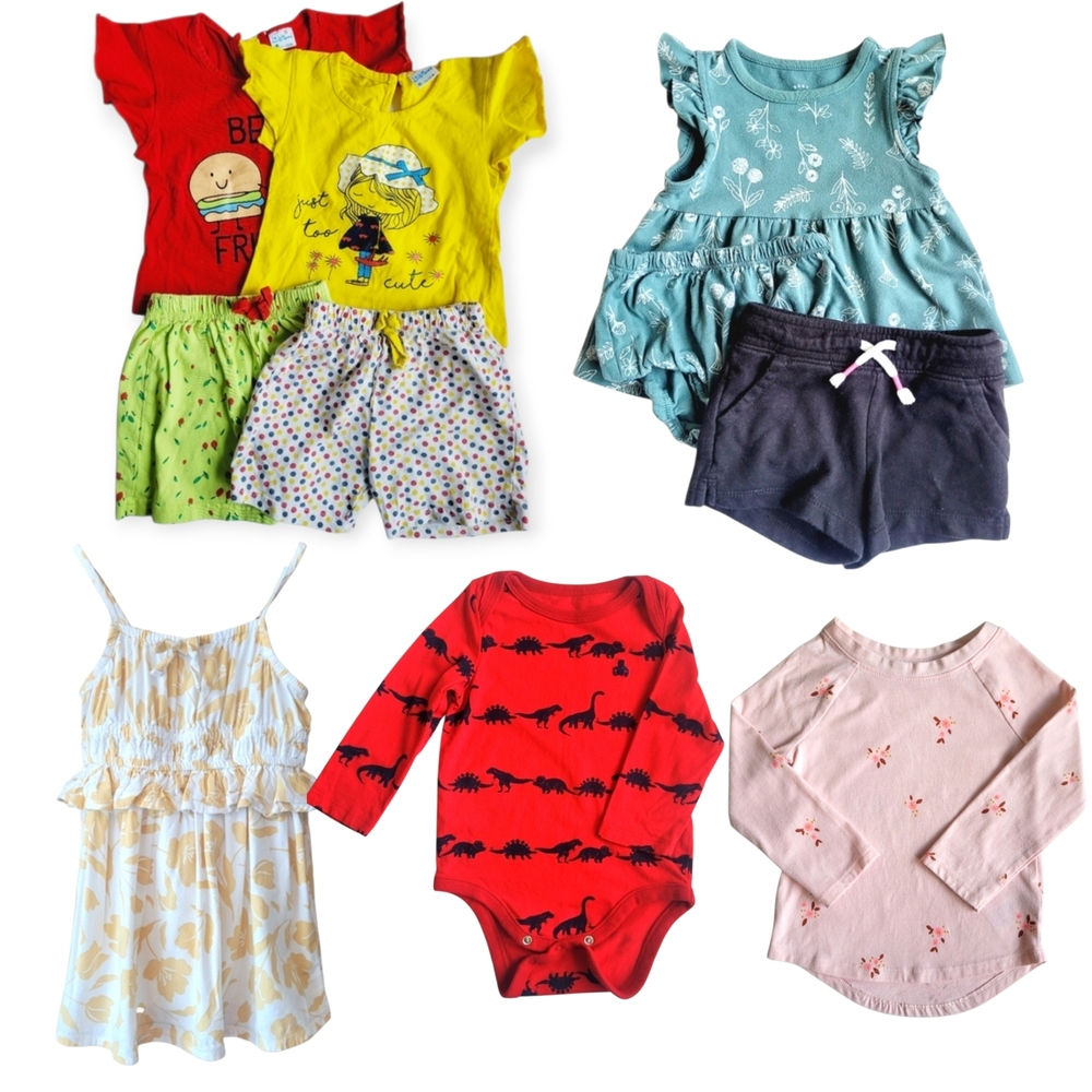 Baby Girl Summer Clothes Bundle 9 Pieces 12-18 Mos